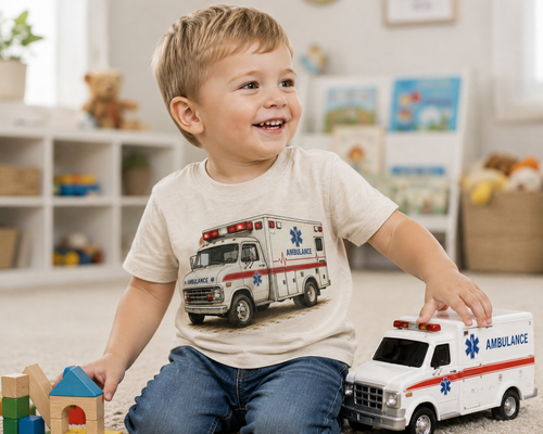 Little Caring Heart Ambulance Toddler Tee
