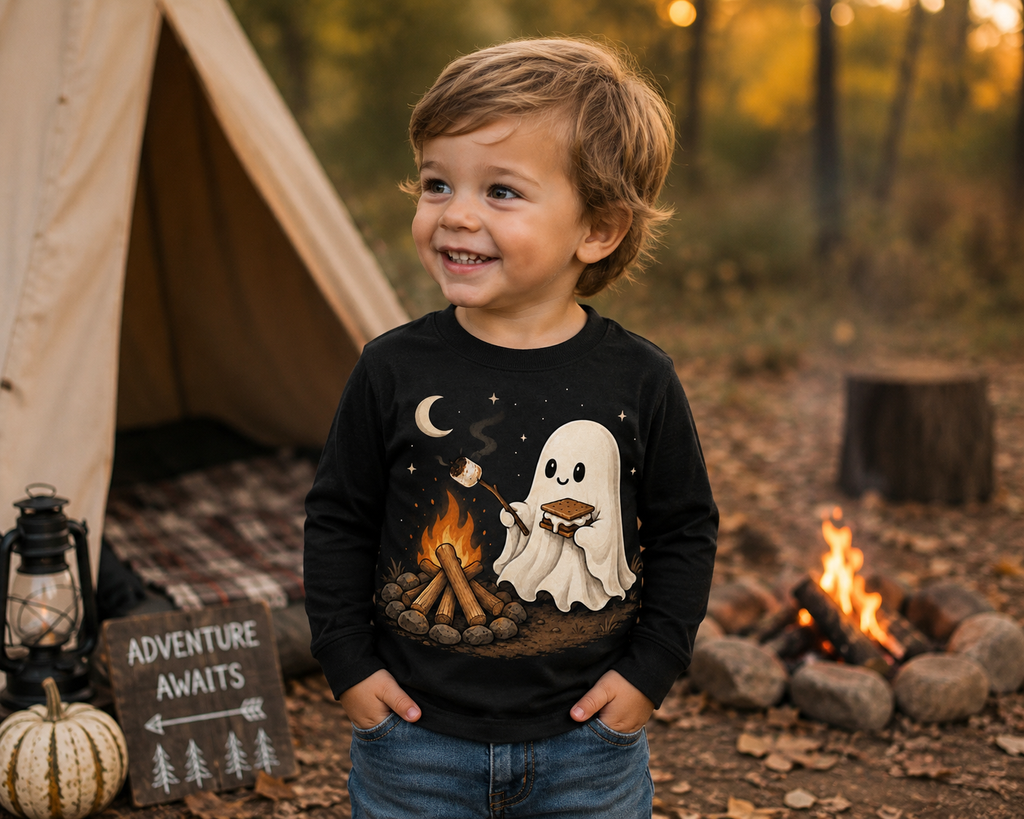 *Little Ghost, Big S’mores Campfire Toddler Long Sleeve Tee