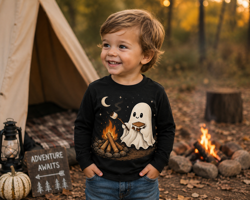 *Little Ghost, Big S’mores Campfire Toddler Long Sleeve Tee